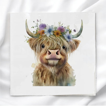 Highland Cow Fabric Panel Quilt Block