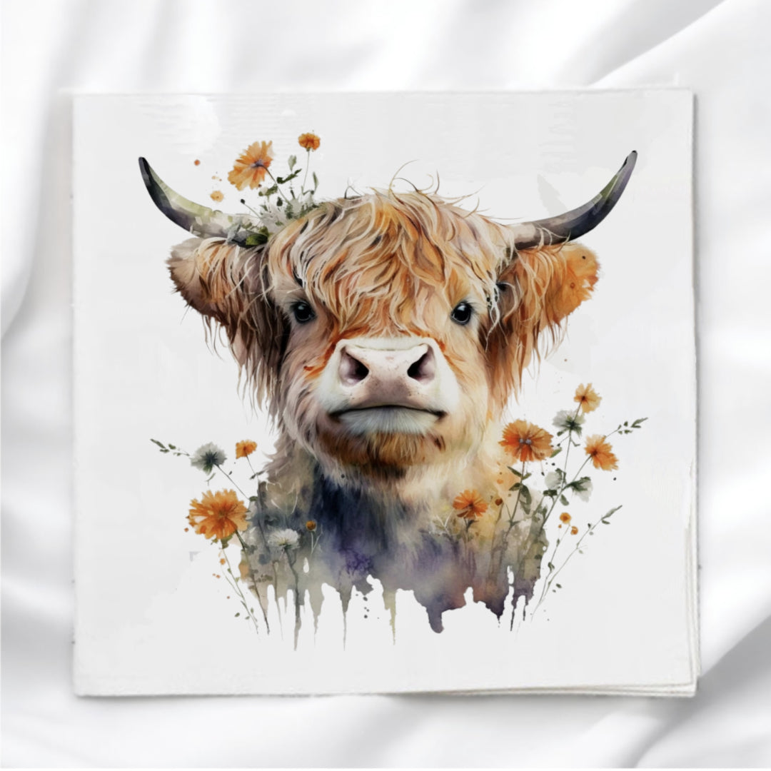 Highland Cow Fabric Panel Quilt Block