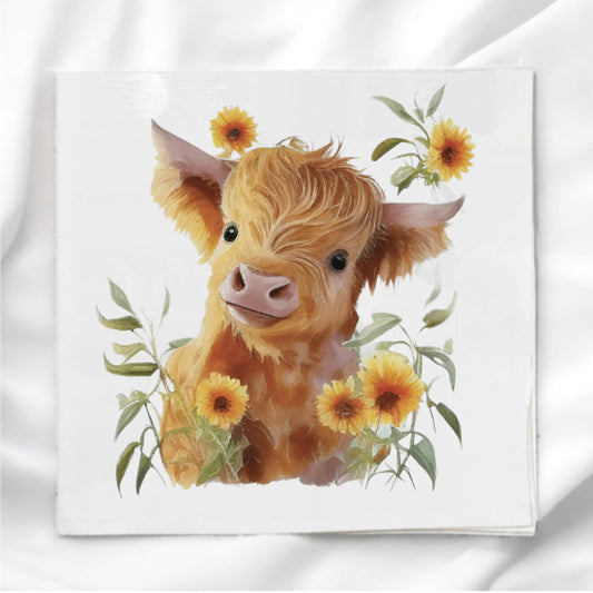 Highland Cow Fabric Panel Quilt Block