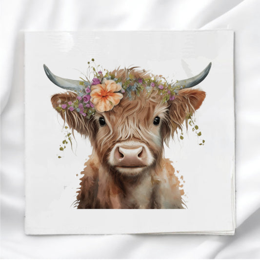 Highland Cow Fabric Panel Quilt Block