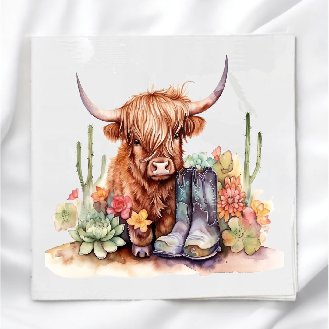 Highland Cow Fabric Panel Quilt Block