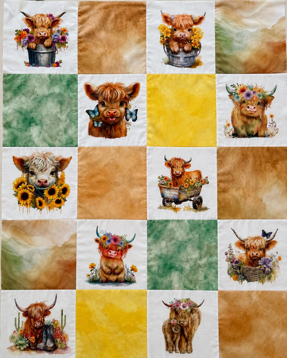 Highland Cow Quilt Top Kit | DIY Quilt Top Kit for Beginners | Sew A Quilt