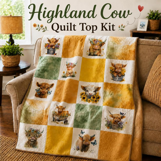 Highland Cow Quilt Top Kit | DIY Quilt Top Kit for Beginners | Sew A Quilt