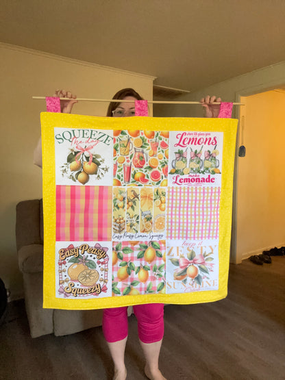 Pink Lemonade Quilted Wall Hanging Summer Wall Decor 34"x34"