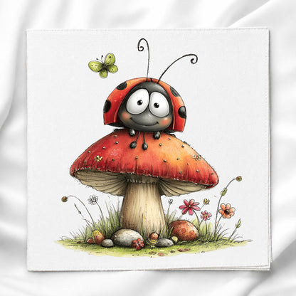 Cute Lady Bug Fabric Panel Quilt Block