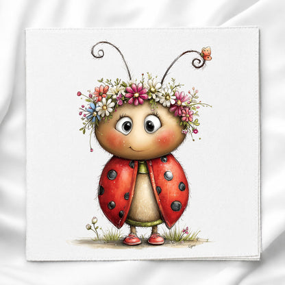Cute Lady Bug Fabric Panel Quilt Block