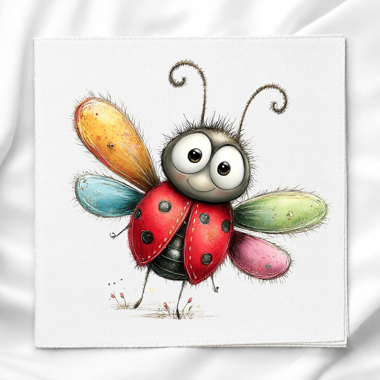 Cute Lady Bug Fabric Panel Quilt Block