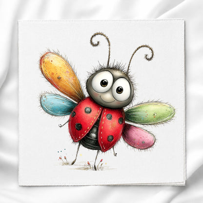 Cute Lady Bug Fabric Panel Quilt Block