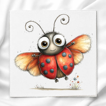 Cute Lady Bug Fabric Panel Quilt Block