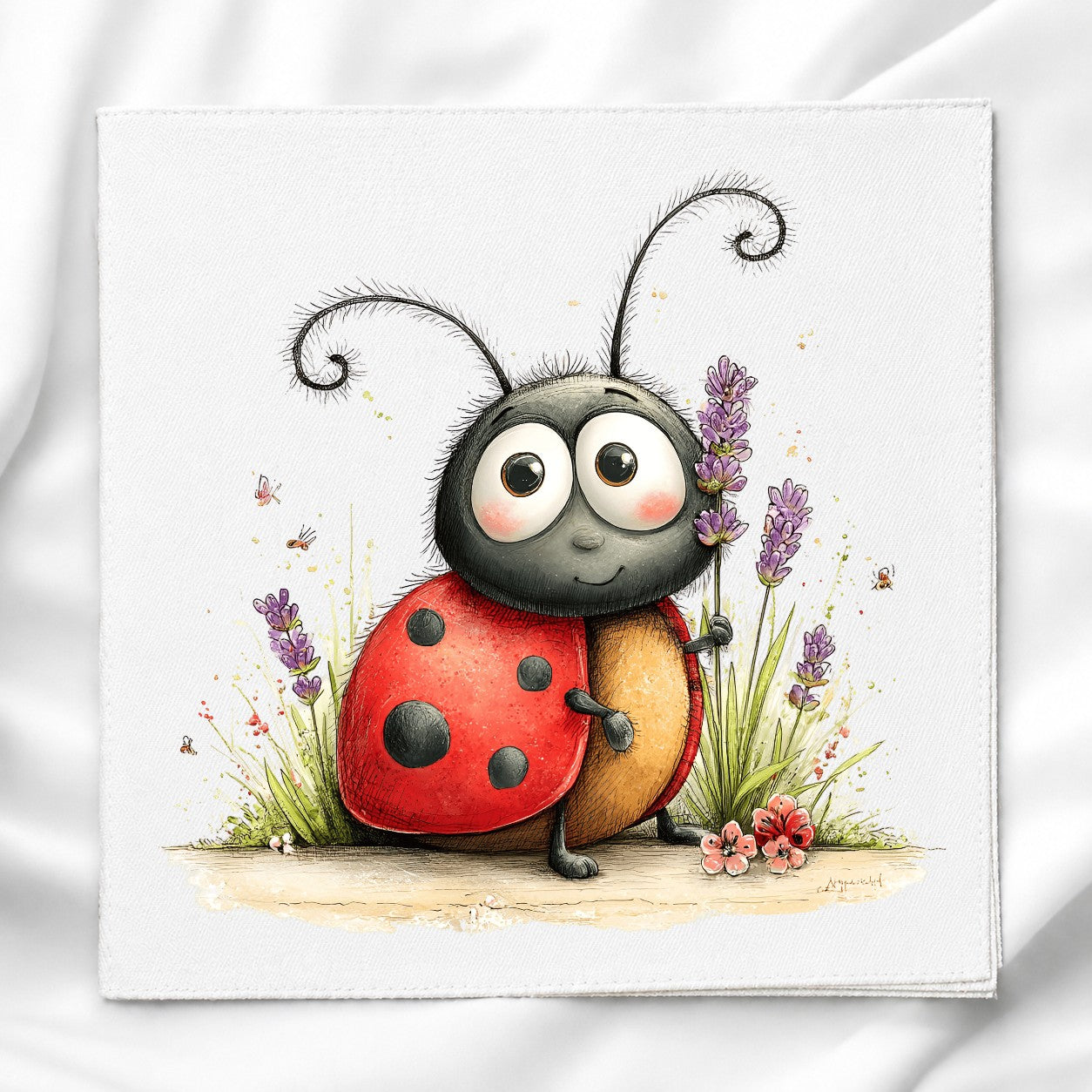 Cute Lady Bug Fabric Panel Quilt Block