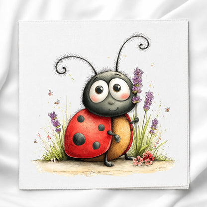 Cute Lady Bug Fabric Panel Quilt Block