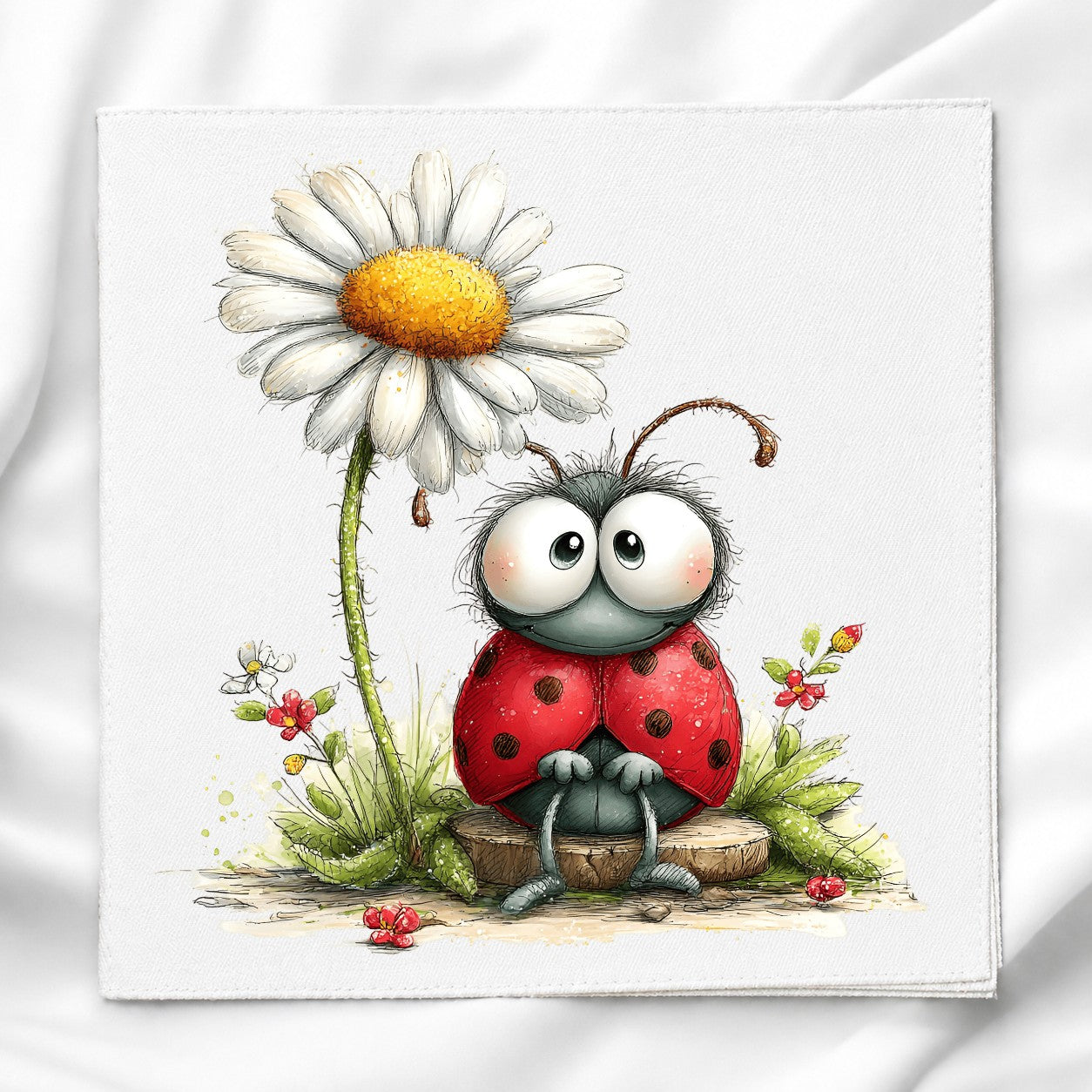Cute Lady Bug Fabric Panel Quilt Block
