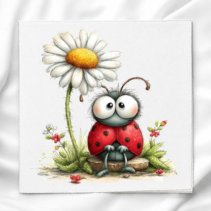 Cute Lady Bug Fabric Panel Quilt Block