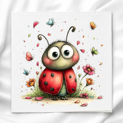 Cute Lady Bug Fabric Panel Quilt Block