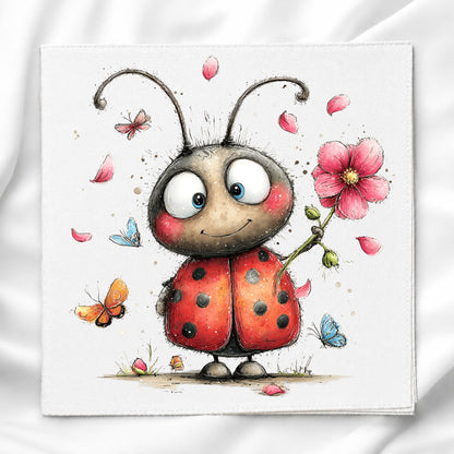Cute Lady Bug Fabric Panel Quilt Block
