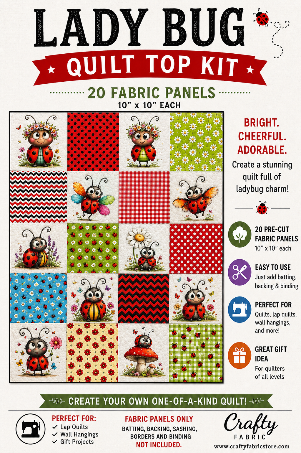 Lady Bug DIY Quilt Top Kit for Beginners | Sew A Quilt (Copy)