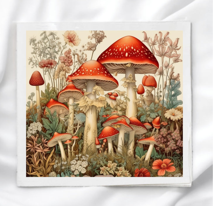 Mushrooms Fabric Panel Quilt Block