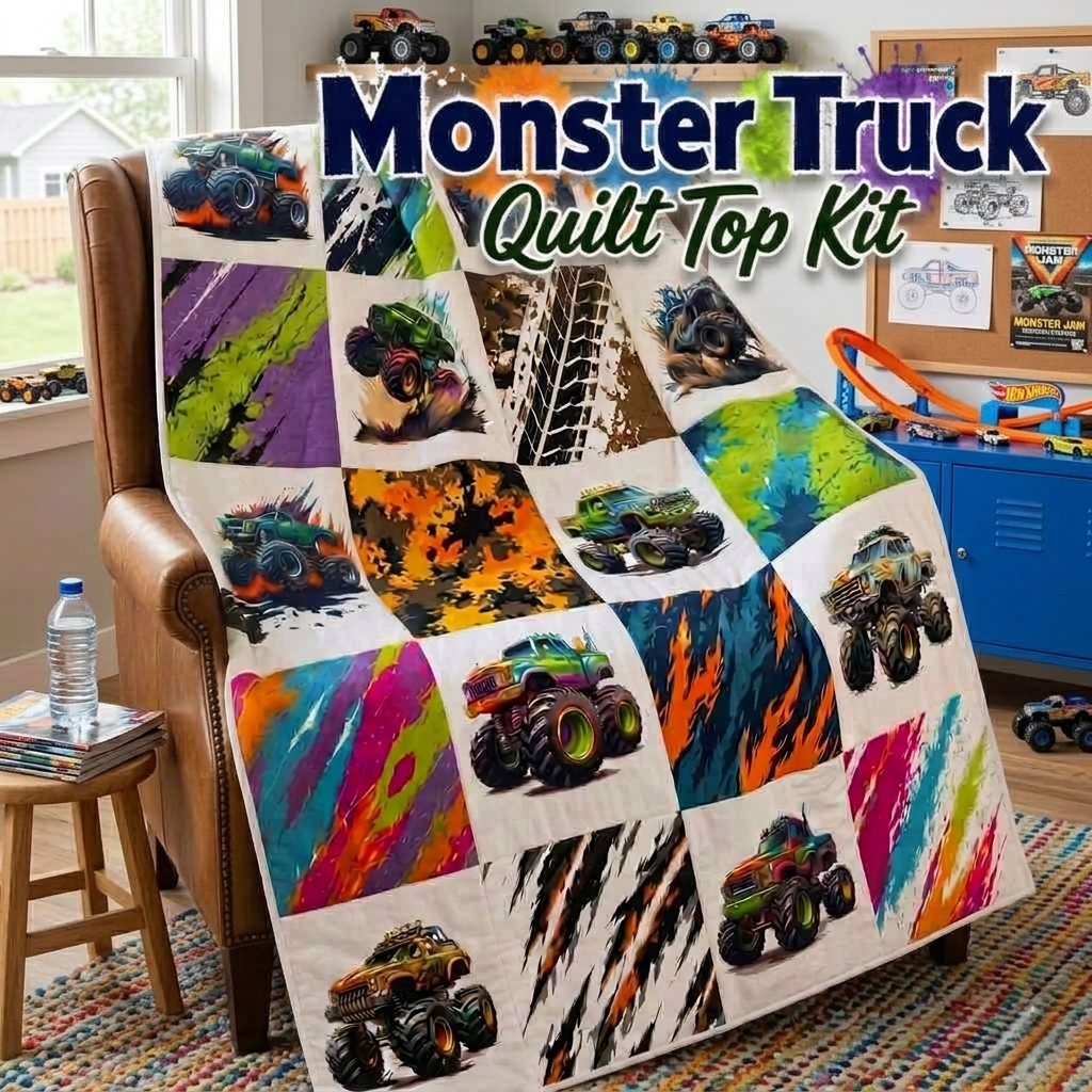 Monster Truck Quilt Top Kit | DIY Quilt Top Kit for Beginners | Sew A Quilt