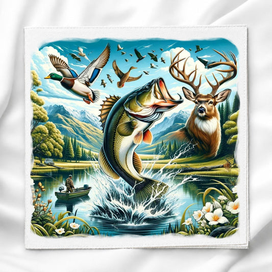 Fishing & Hunting Fabric Panel Quilt Block