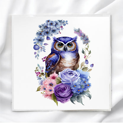 Floral Owl Fabric Panel Quilt Block