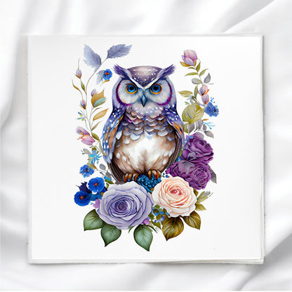 Floral Owl Fabric Panel Quilt Block