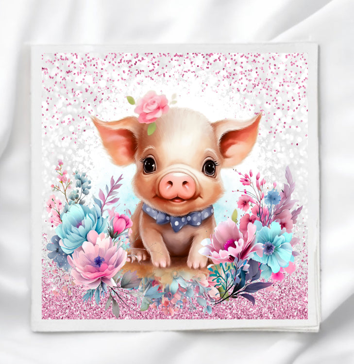 Cute Piglet Fabric Panel Quilt Block