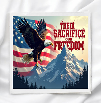 Patriotic Eagle & Flag Fabric Panel Quilt Block