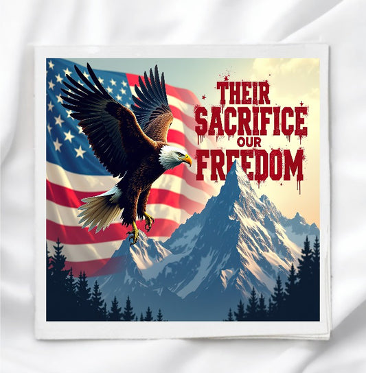 Patriotic Eagle & Flag Fabric Panel Quilt Block