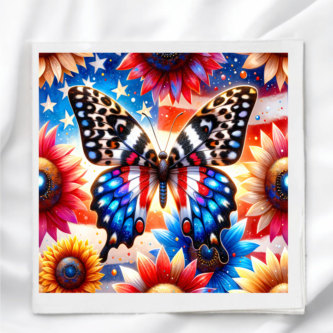 Patriotic Butterfly Fabric Panel Quilt Block