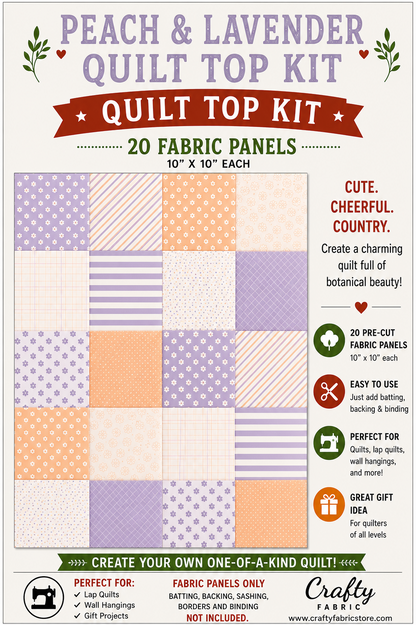 Peach & Lavender Quilt Top Kit | DIY Quilt Top Kit for Beginners | Sew A Quilt