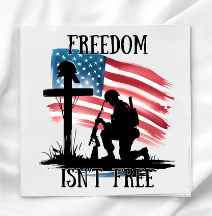 Soldier Kneeling at the Cross Fabric Panel Quilt Block
