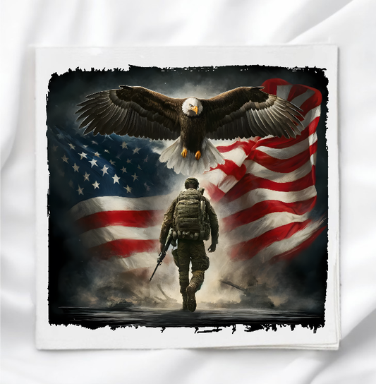 American Soldier Fabric Panel Quilt Block