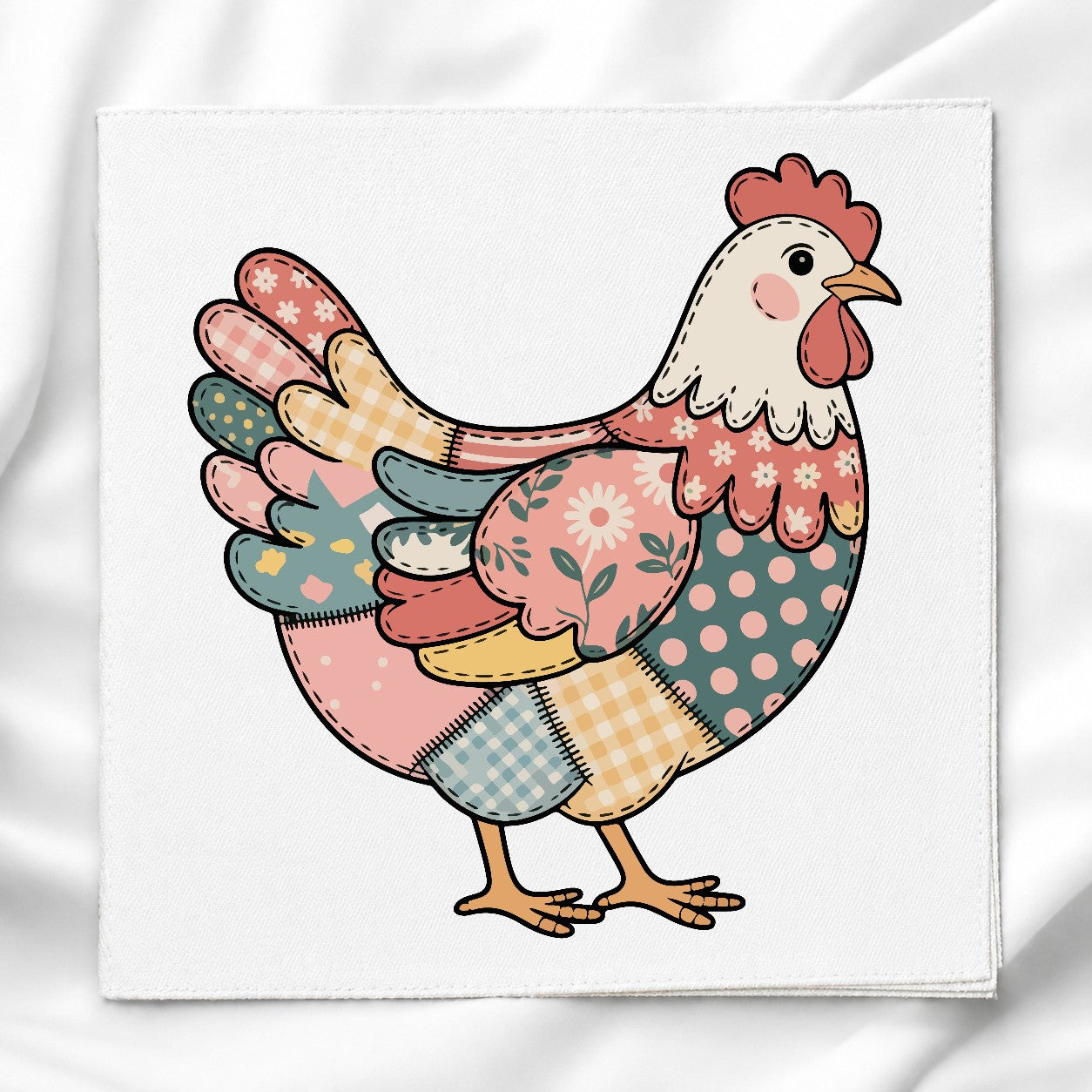 Patchwork Chicken Fabric Panel for Quilting, Sewing & Crafts, DIY Sewing Project