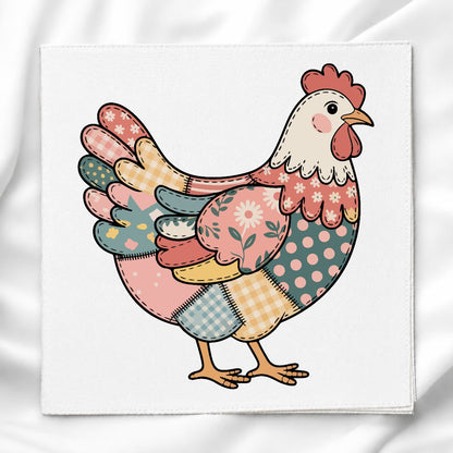 Patchwork Chicken Fabric Panel for Quilting, Sewing & Crafts, DIY Sewing Project