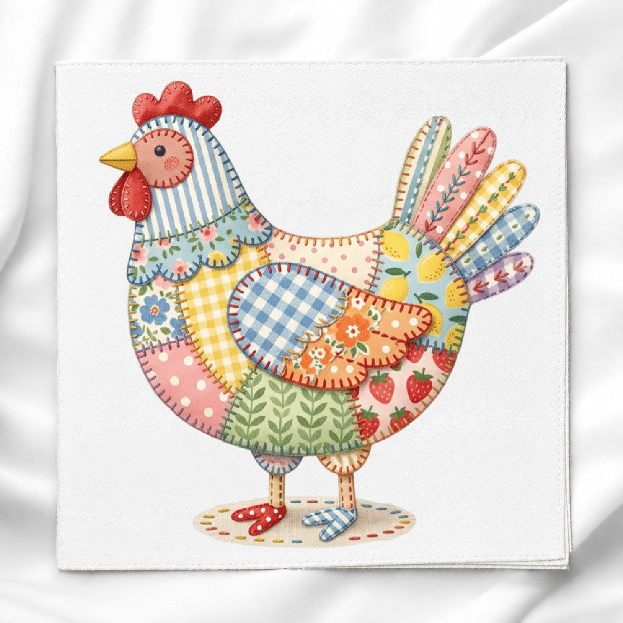 Patchwork Chicken Fabric Panel for Quilting, Sewing & Crafts, DIY Sewing Project