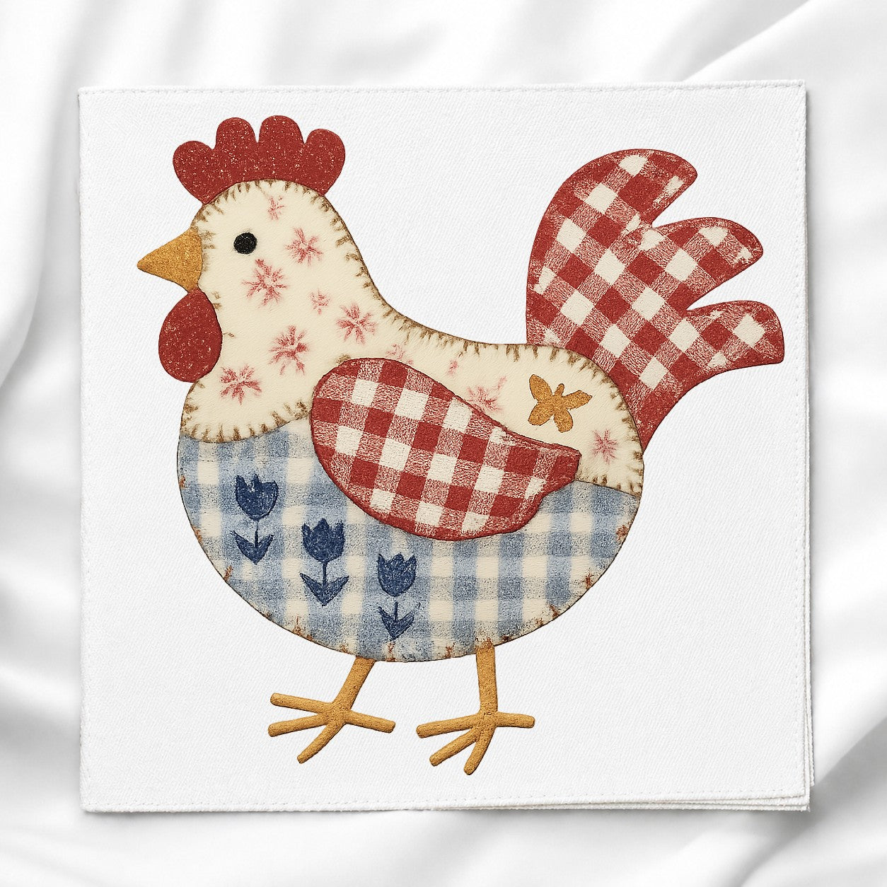 Patchwork Chicken Fabric Panel for Quilting, Sewing & Crafts, DIY Sewing Project