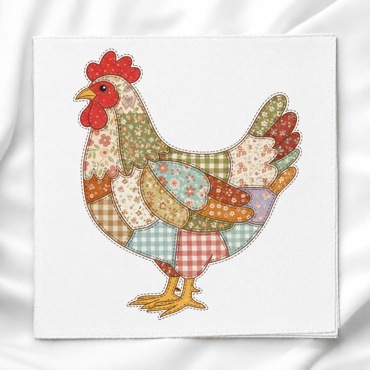 Patchwork Chicken Fabric Panel for Quilting, Sewing & Crafts, DIY Sewing Project