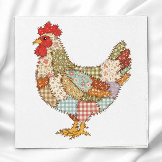 Patchwork Chicken Fabric Panel for Quilting, Sewing & Crafts, DIY Sewing Project