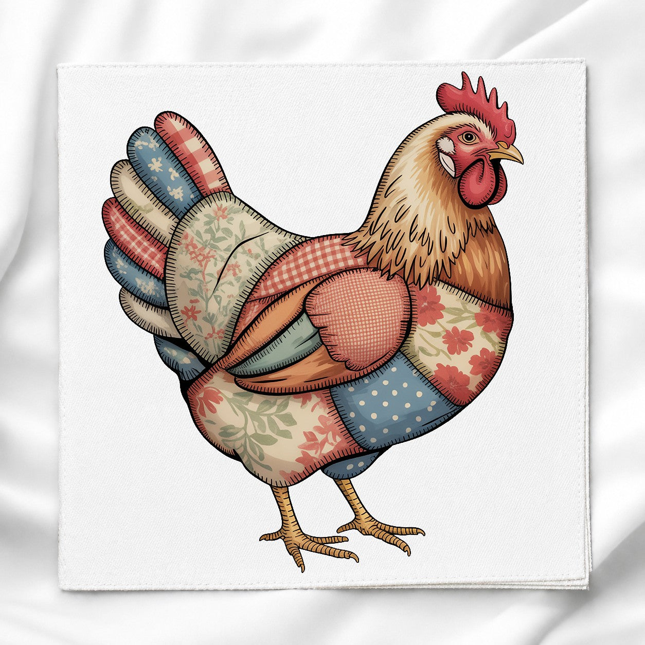 Patchwork Chicken Fabric Panel for Quilting, Sewing & Crafts, DIY Sewing Project