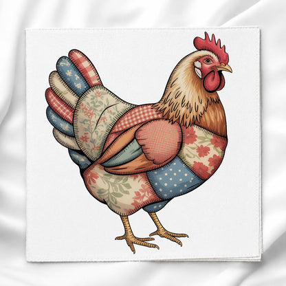 Patchwork Chicken Fabric Panel for Quilting, Sewing & Crafts, DIY Sewing Project