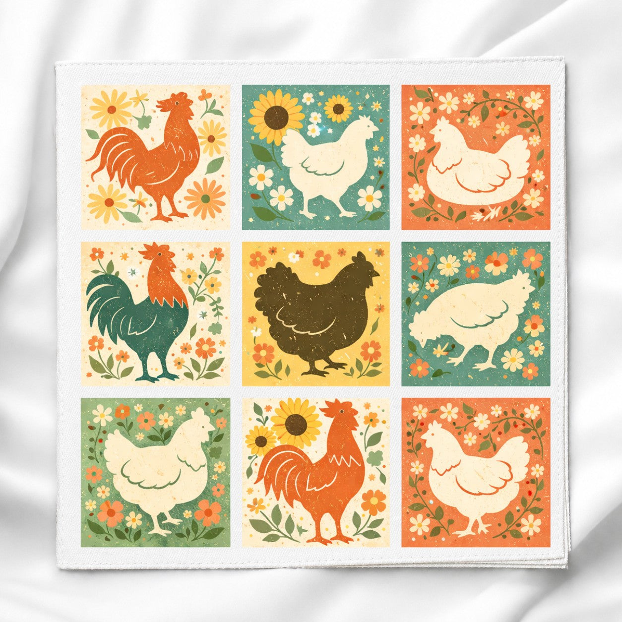 Patchwork Chicken Fabric Panel for Quilting, Sewing & Crafts, DIY Sewing Project