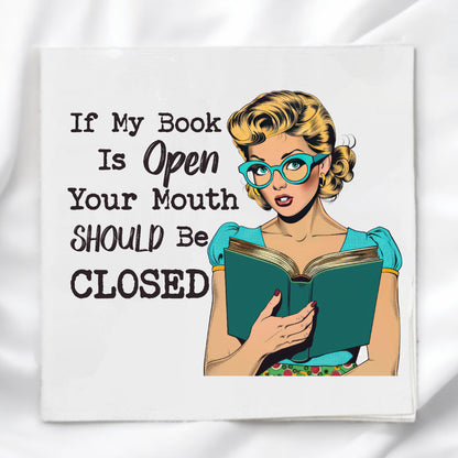 Retro Women Book Humor Fabric Panel Quilt Block