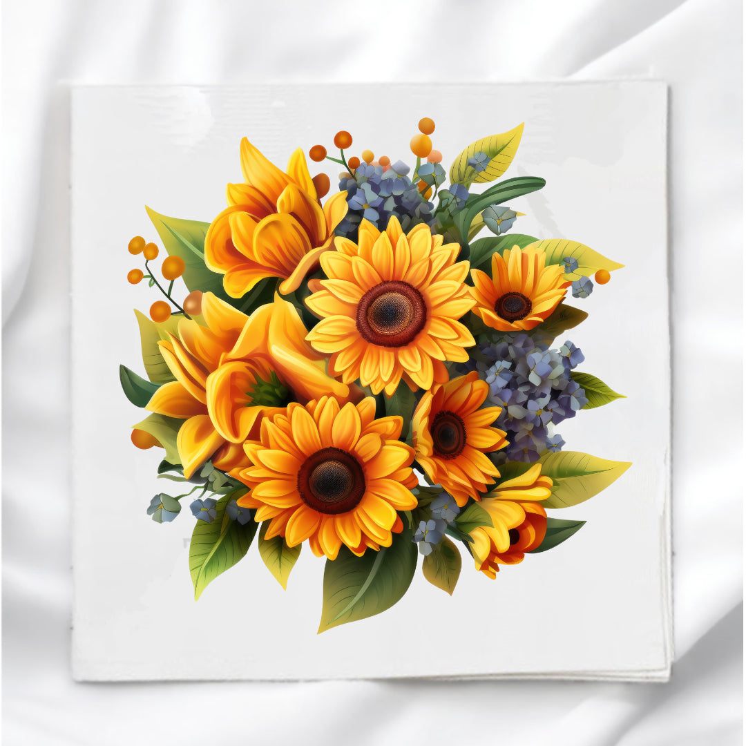 Sunflower Bouquet Fabric Panel Quilt Block
