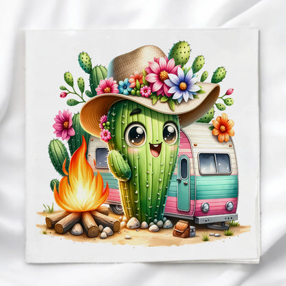 Cute Cactus Fabric Panel Quilt Block