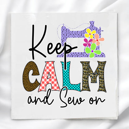 Keep Calm Sew On Fabric Panel Quilt Block
