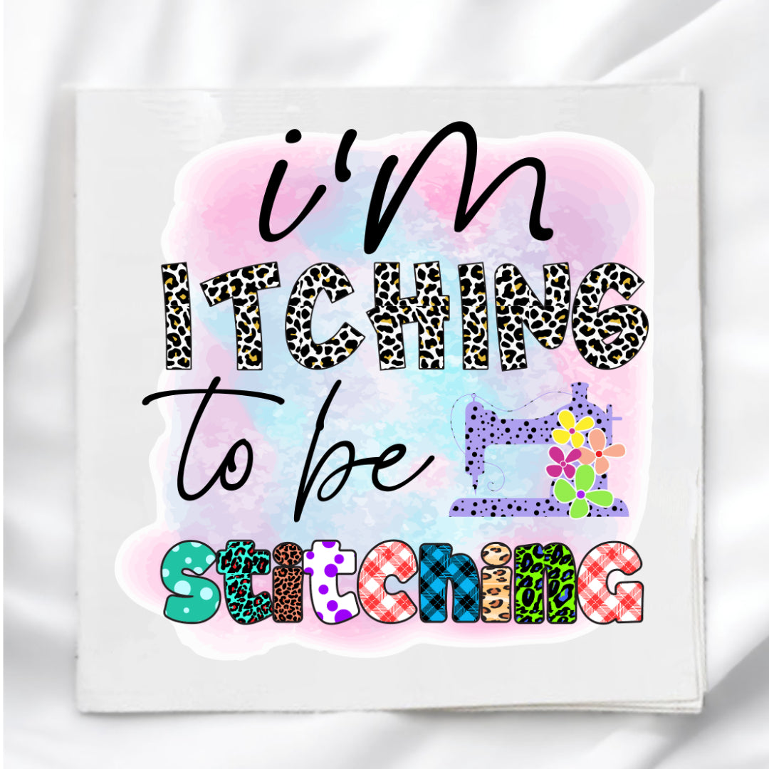 I'm Itching To Be Stitching Fabric Panel Quilt Block