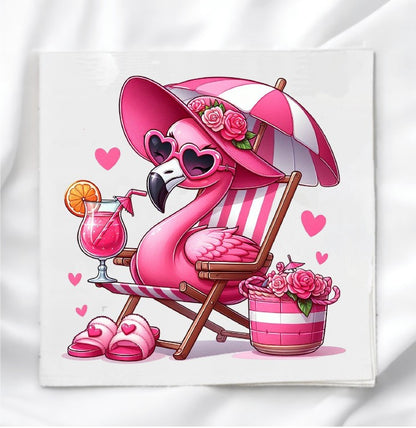Summer Flamingo Fabric Panel Quilt Block