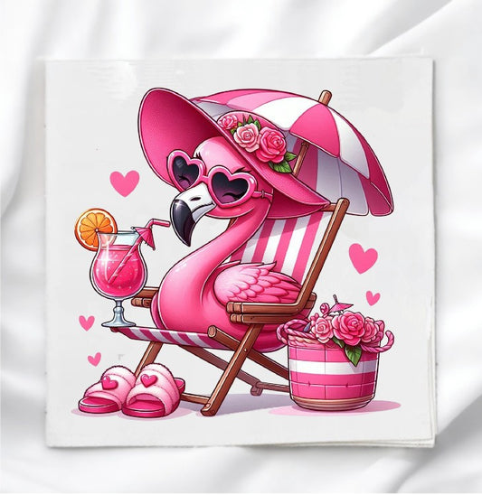 Summer Flamingo Fabric Panel Quilt Block