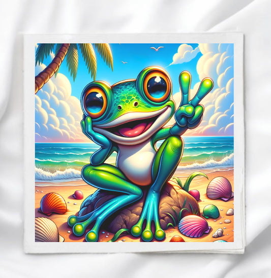 Summer Frog Fabric Panel Quilt Block