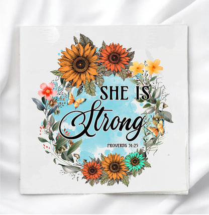She Is Strong Fabric Panel Quilt Block